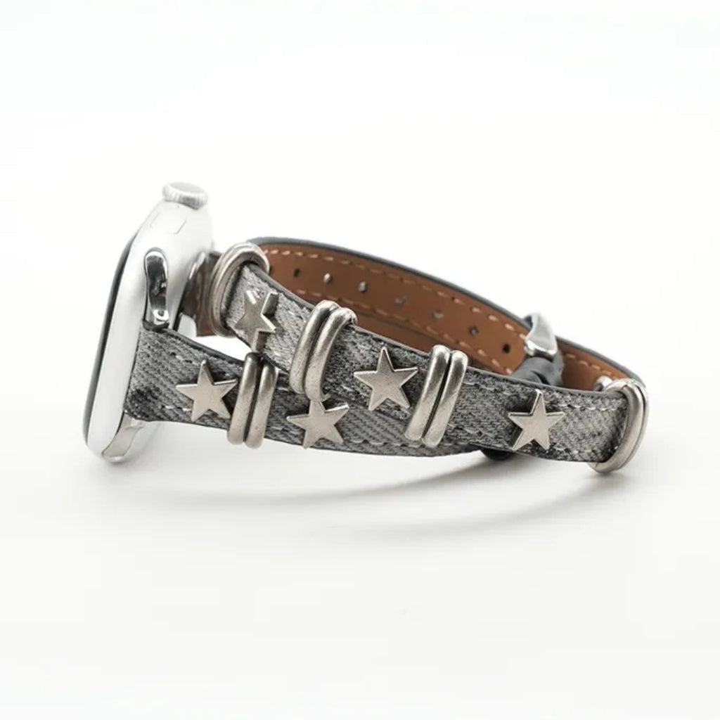Starlight Rivet Leather Apple Watch Band
