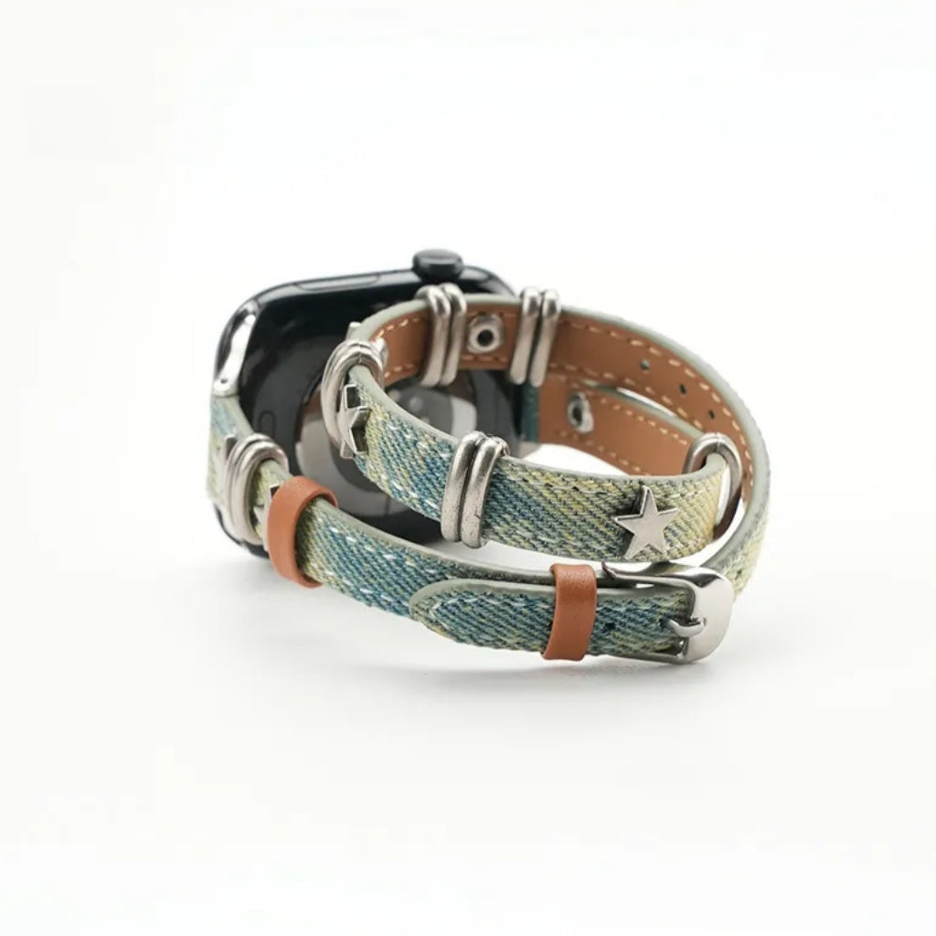 Starlight Rivet Leather Apple Watch Band