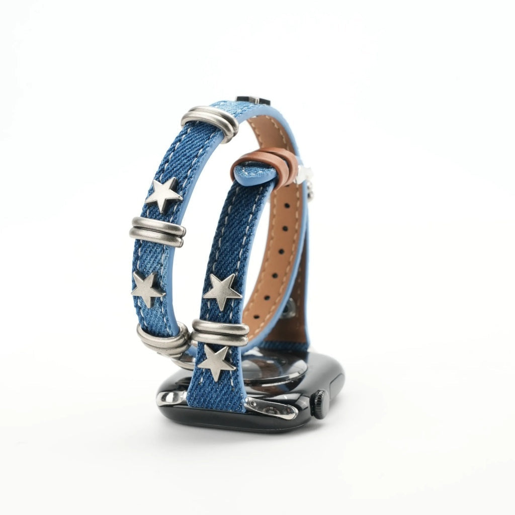 Starlight Rivet Leather Apple Watch Band